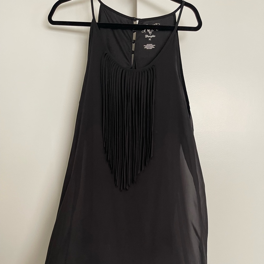 Western Black Dress w/Fringe